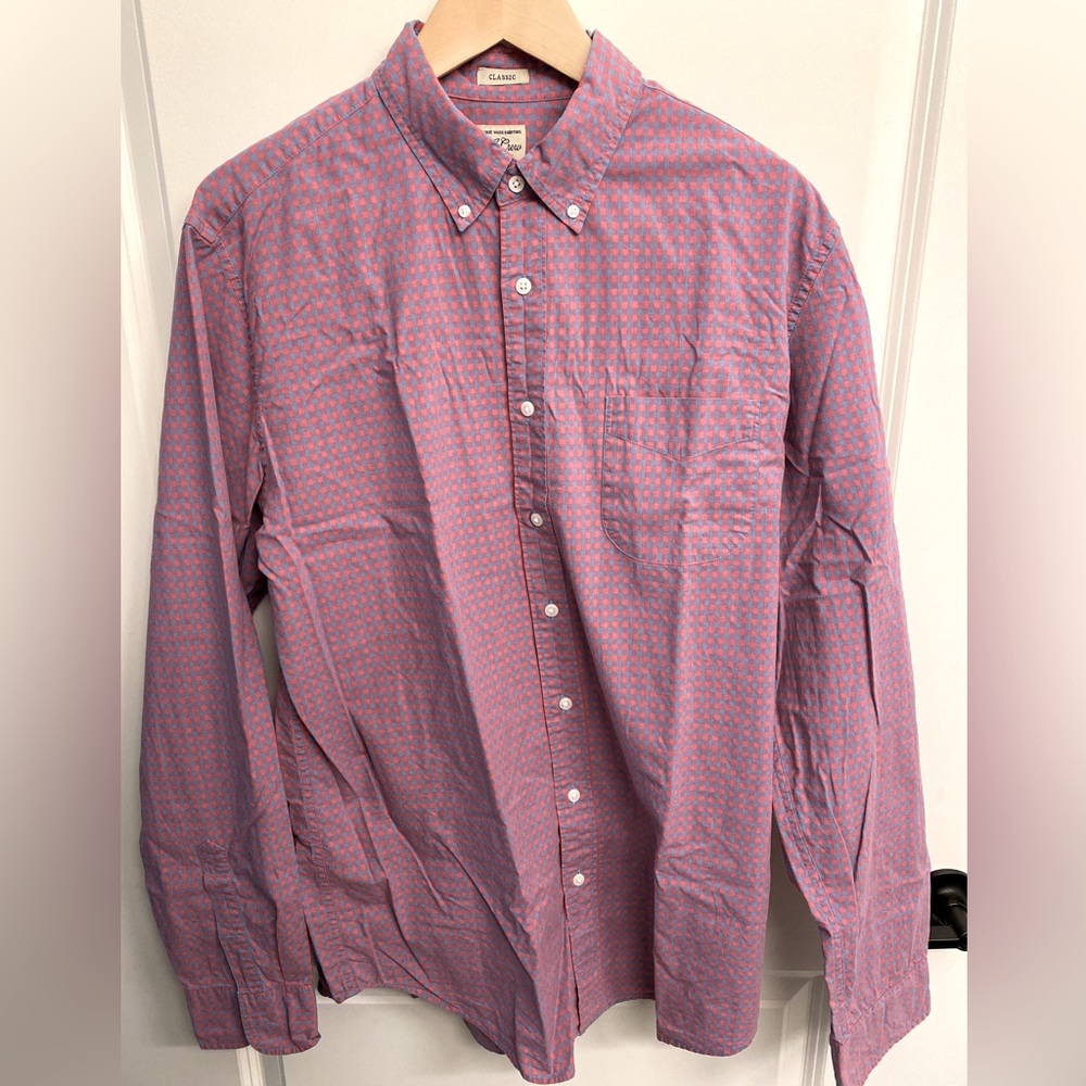 J Crew Long Sleeve Button Down Shirt - Blue and Red Plaid Mens Large Tall